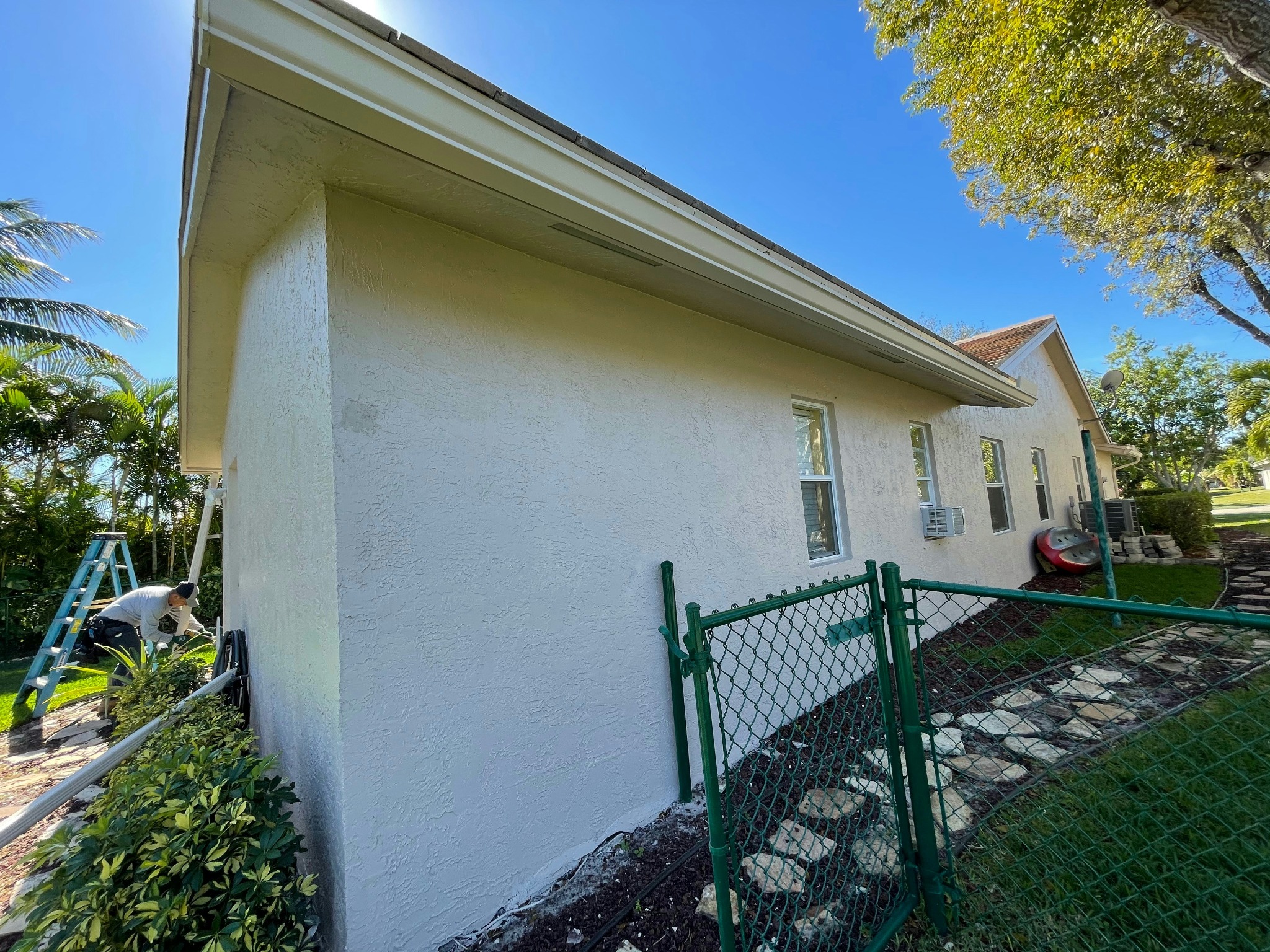 Freshly painted house exterior wall